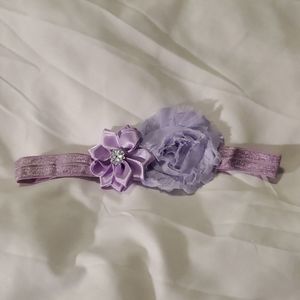 NEW LAVENDER DOUBLE FLOWER STRETCHY BABY HEADBAND